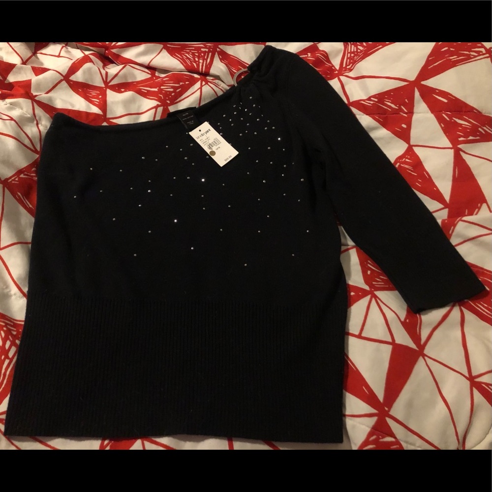 Lane Bryant Black One Shoulder Top with some silver bling! New with Tags! 14/16